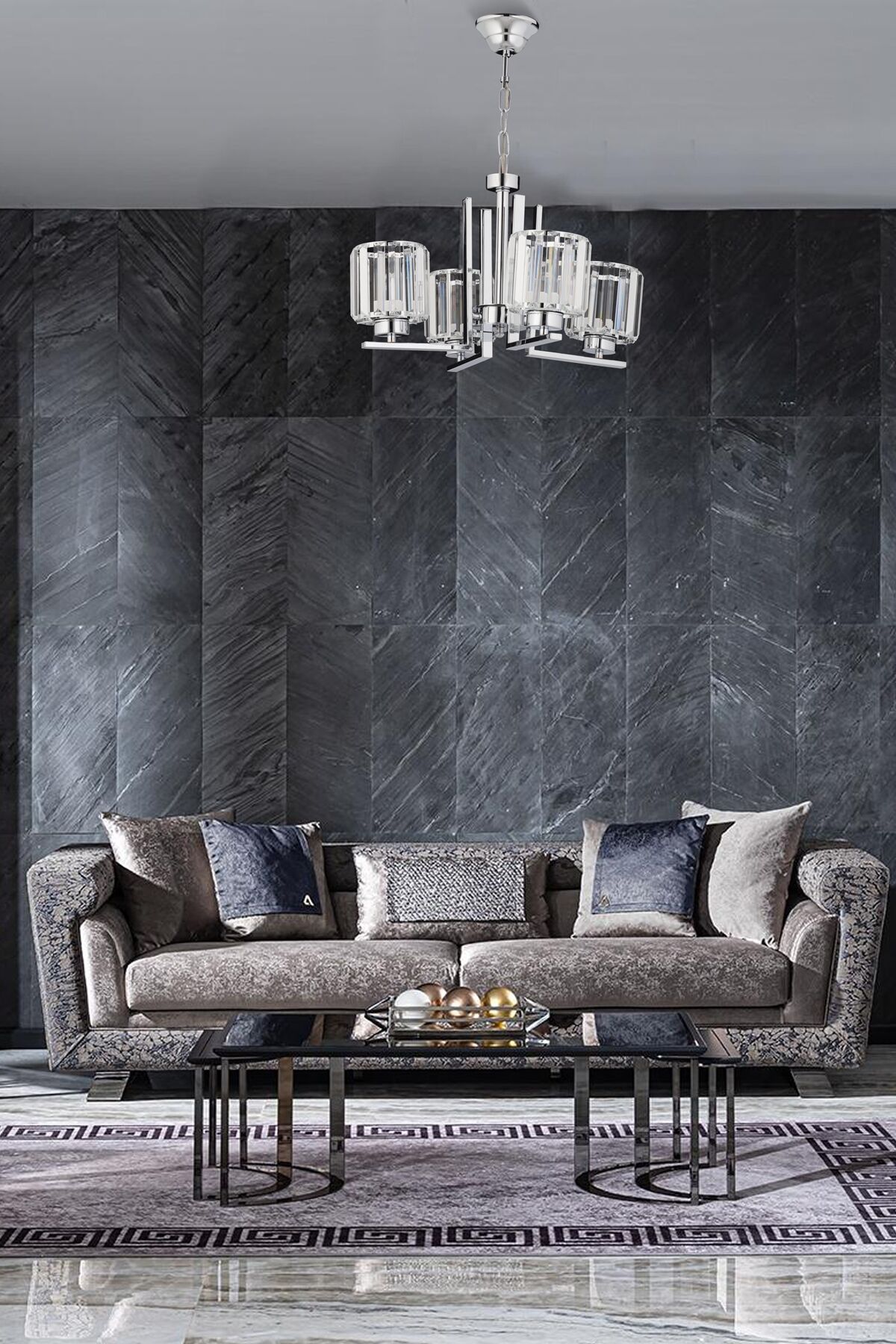Kristal Modern Avize E27 48W 50cm Metal Krom Dorbien-FZ-7396-4K
