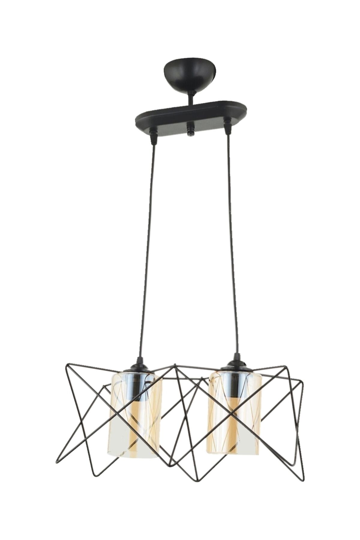 Prizma Modern Avize E27 24W 40x20cm Metal Siyah Dorbien-AV-65076-2Y-BSY