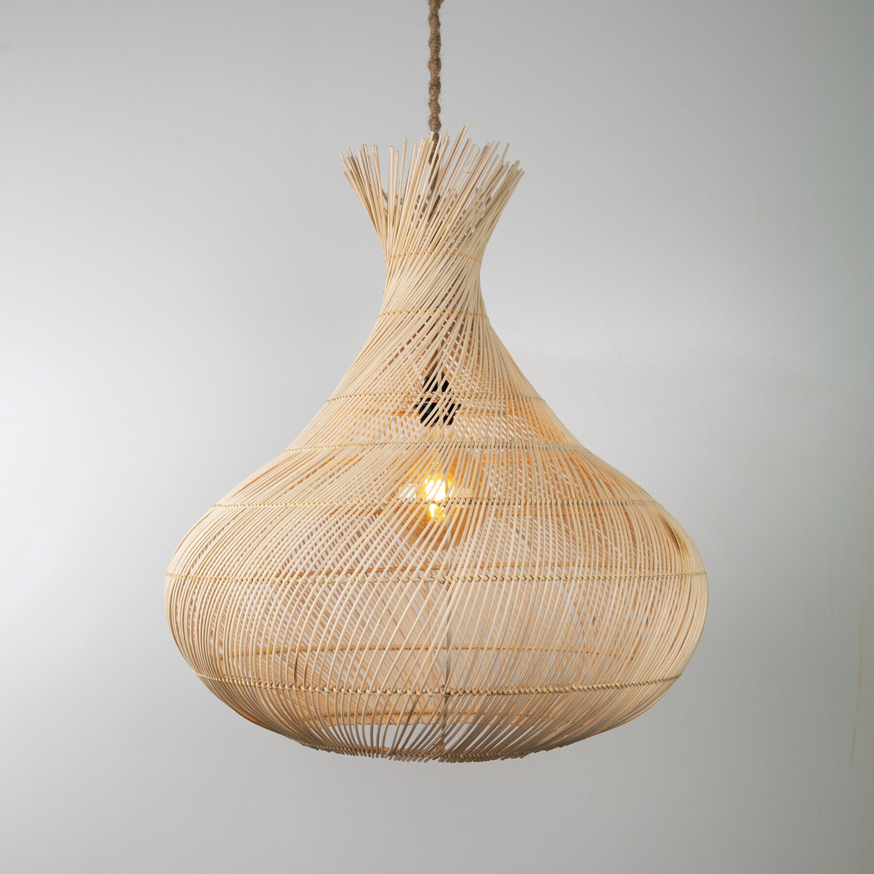 Sarmal Modern Avize E27 12W 60cm Rattan Doğal Dorbien-SLB-8018