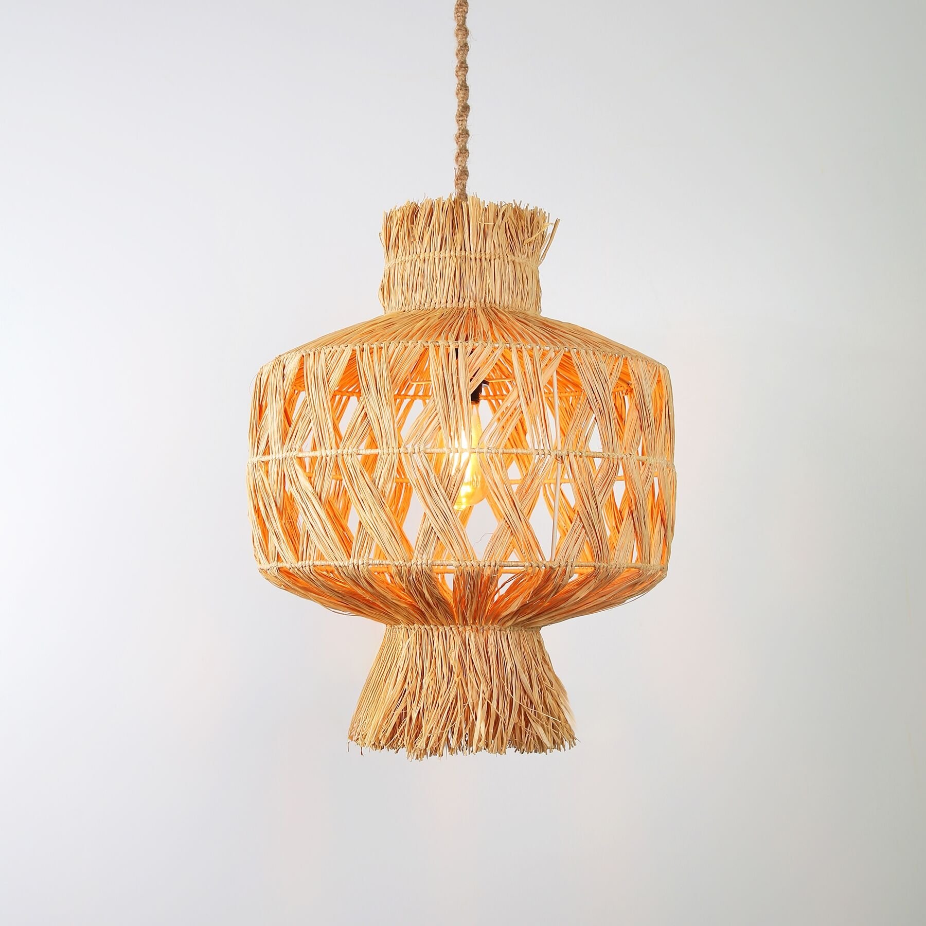 Popy Modern Avize E27 12W 45cm Rafya Doğal Dorbien-SLR-8048