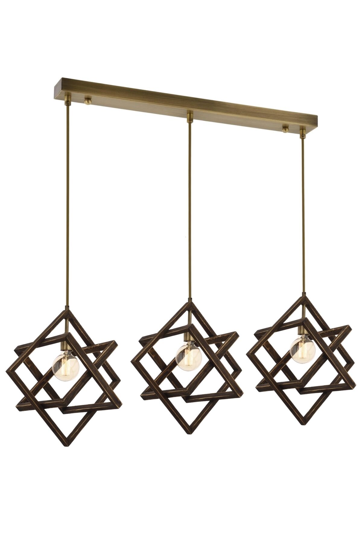 Billie Modern Avize E27 36W 60cm Ahşap Eskitme Avonni-AV-1765-3EY