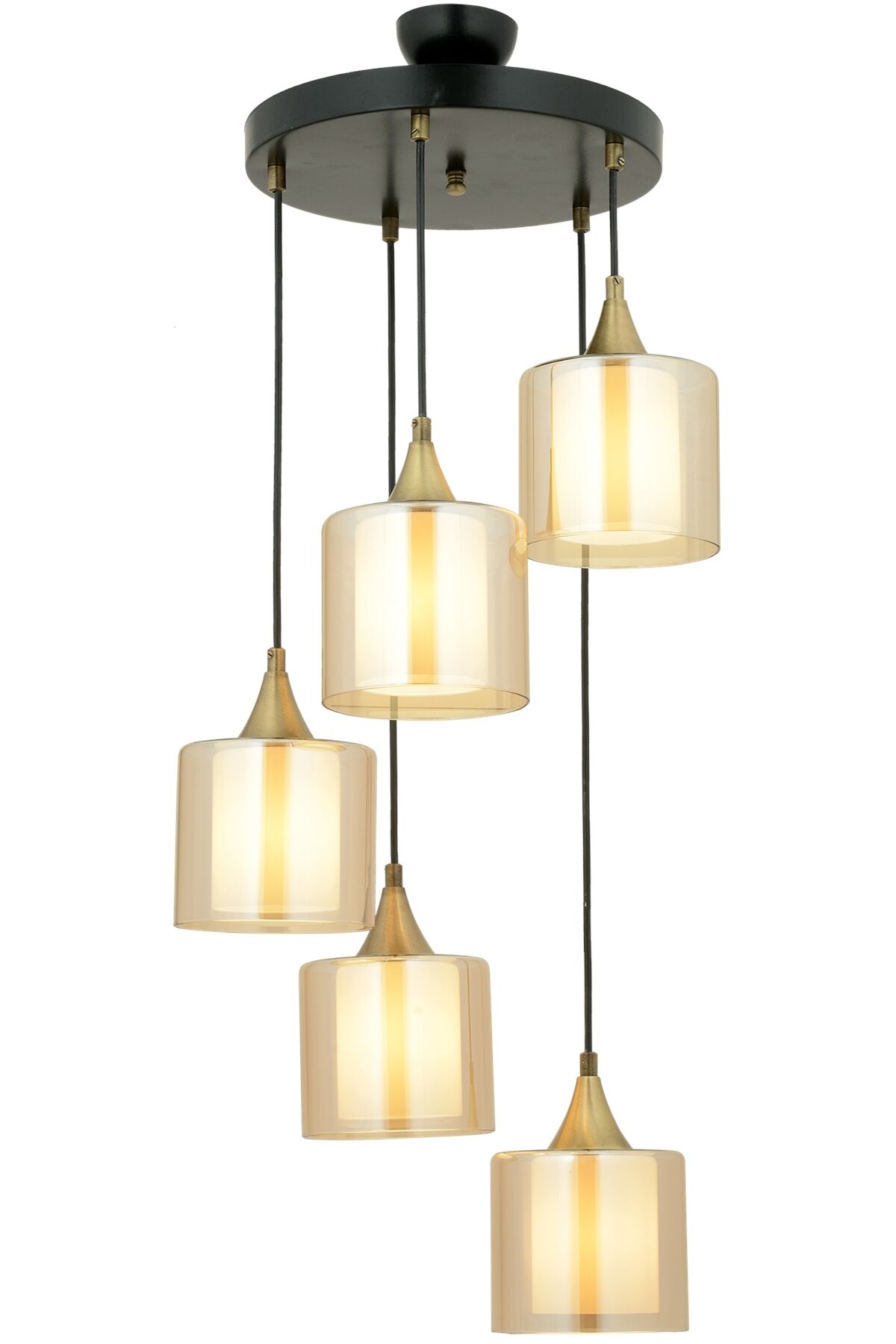 Selvi Modern Avize E27 60W 40cm Metal Siyah Dorbien-AV-65233-5T-BSY-B