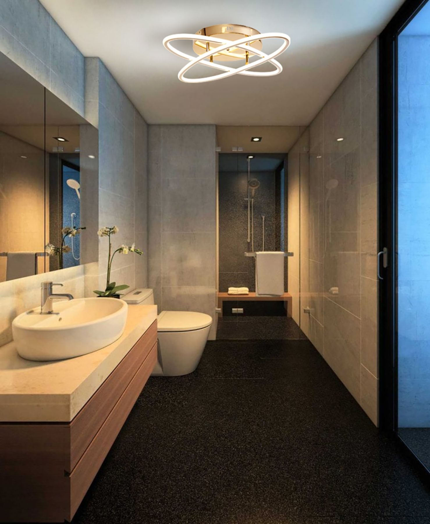 Atom Modern Avize LED 79W 64x64cm Alüminyum Profil Bakır Dorbien-AR-6110-2BKR