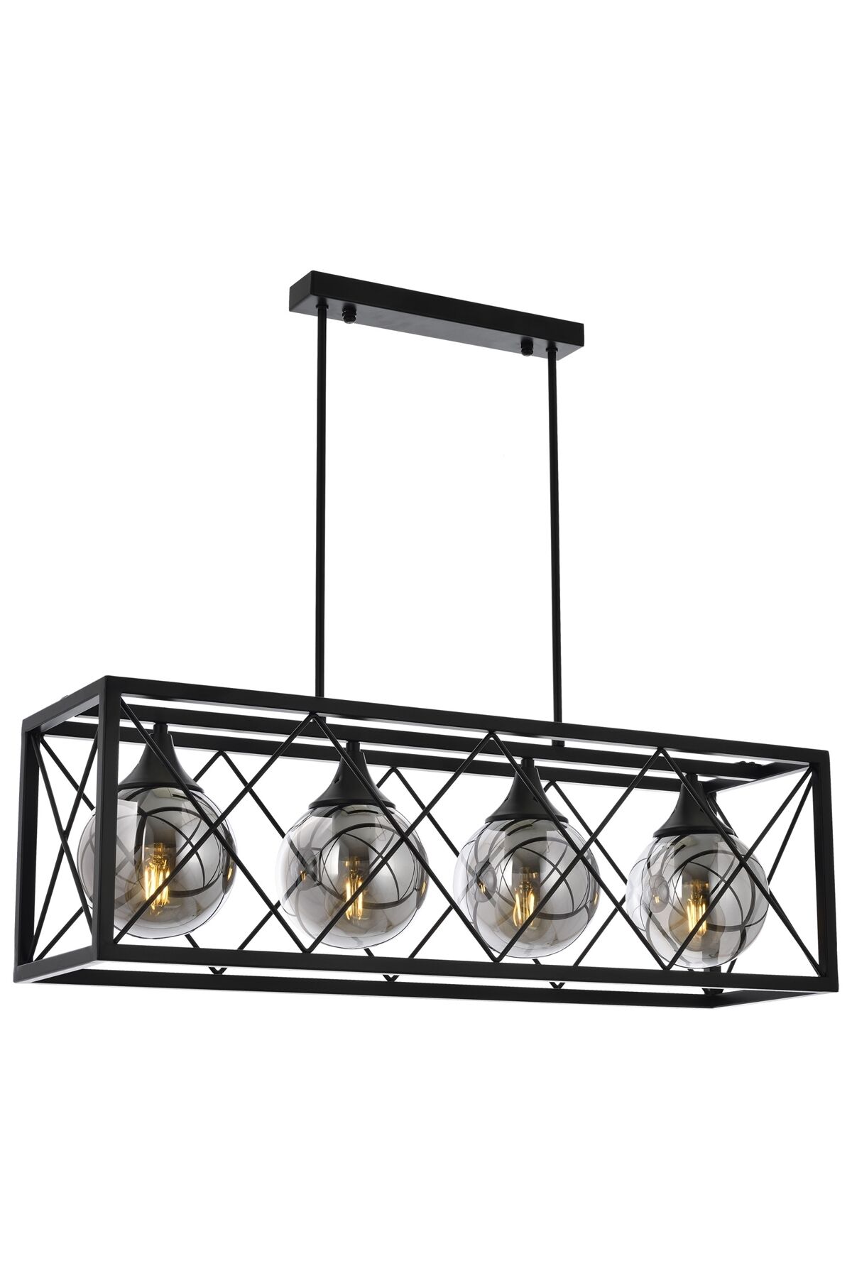 X Modern Avize E27 48W 80x25cm Metal Siyah Avonni-AV-1732-4Y-BSY