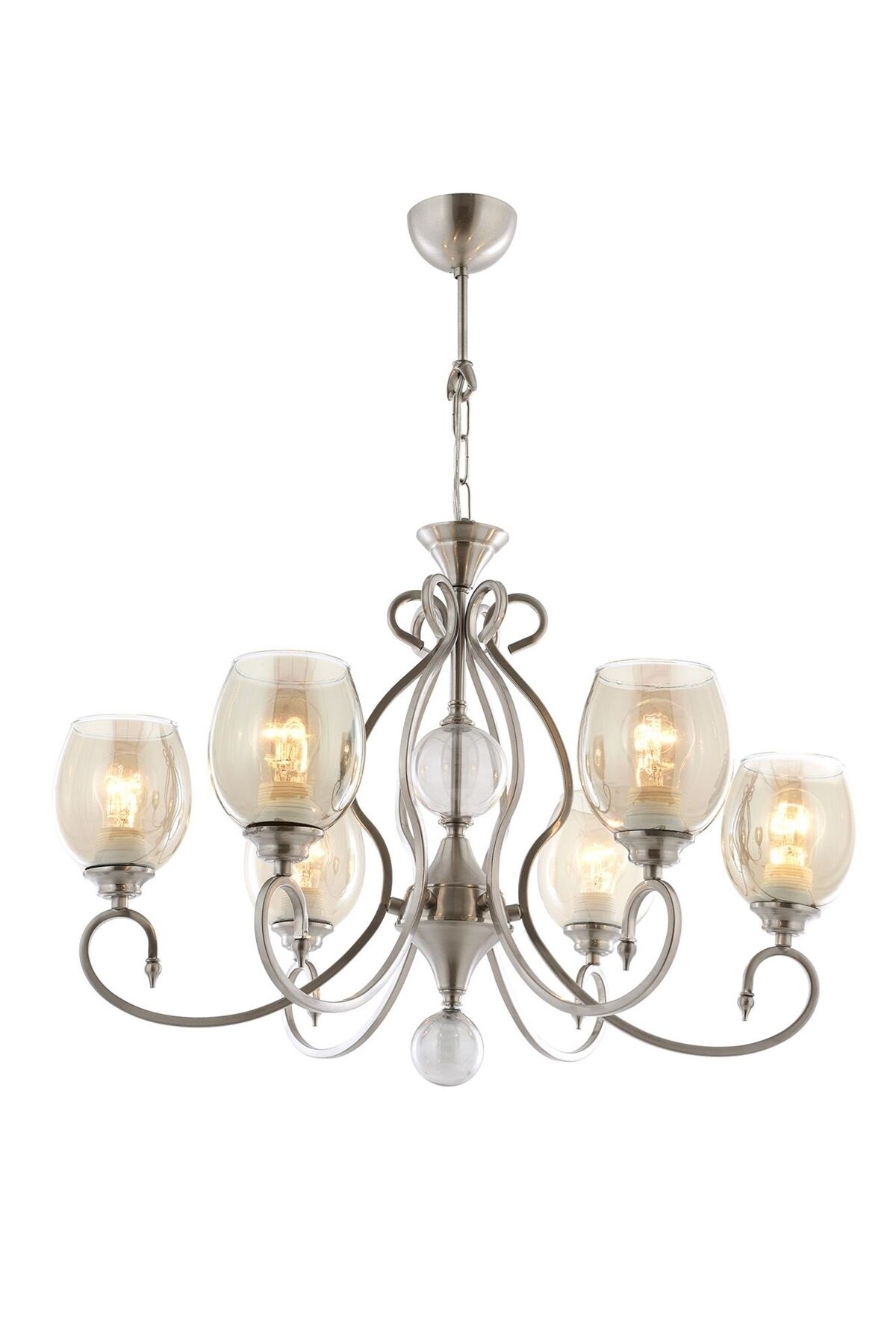Eda Klasik Avize E27 72W 65cm Metal Nikel Avonni-AV-1615-6N
