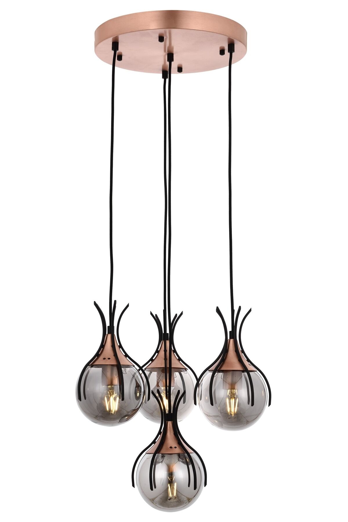 Kasım Modern Avize E27 48W 40cm Metal Siyah Avonni-AV-1766-4T-BSY