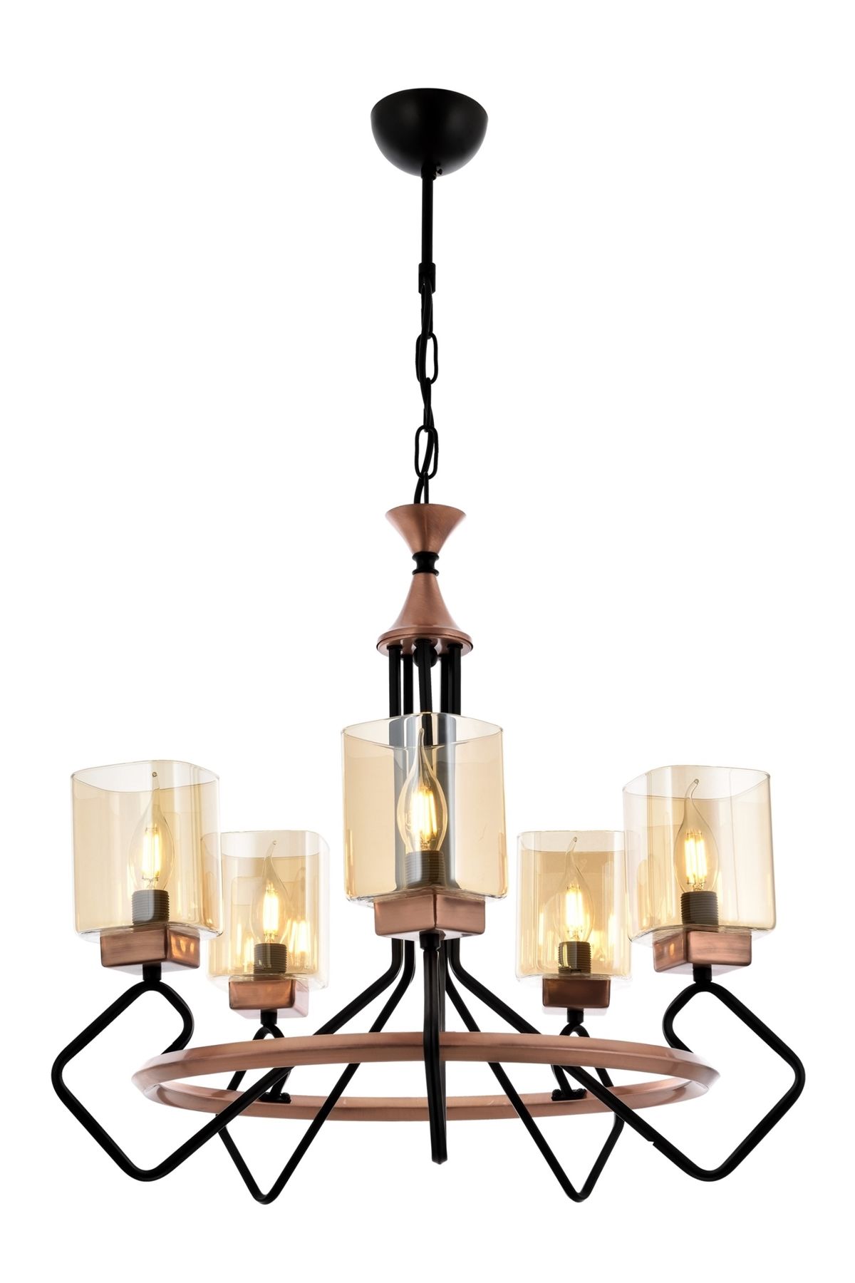 Konsey Modern Avize E14 30W 60cm Metal Siyah Avonni-AV-1740-5BSY