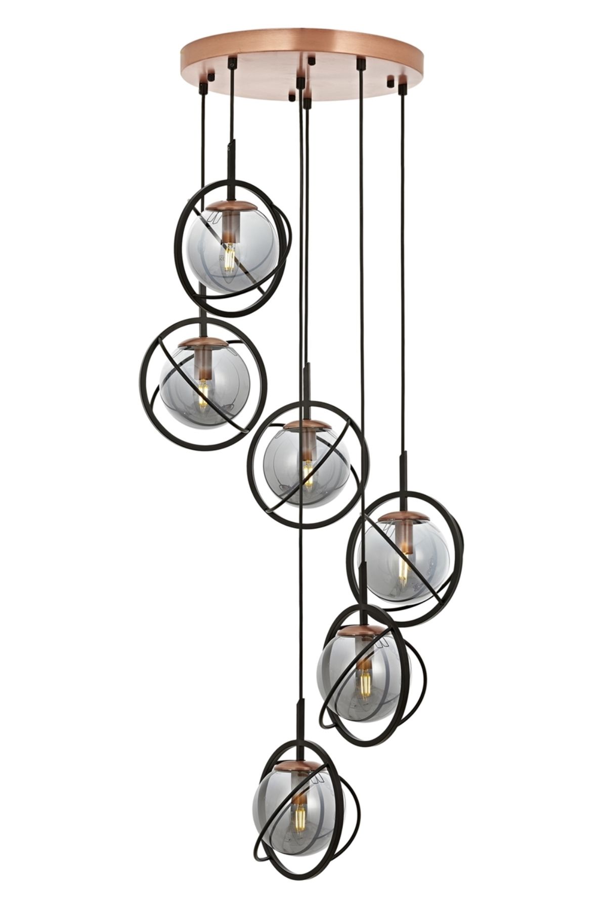 Rumple Modern Avize E14 36W 40cm Metal Siyah Avonni-AV-1850-6T-BSY