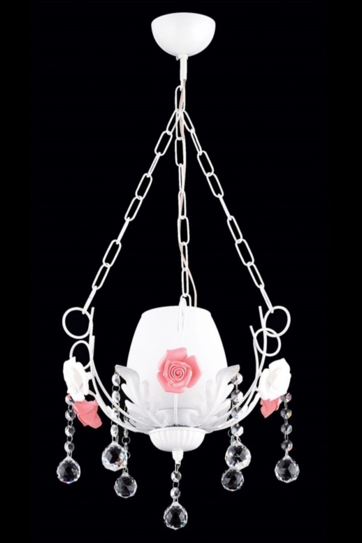Gülben Klasik Avize E27 12W 40cm Metal Beyaz Dorbien-AV-65121-B