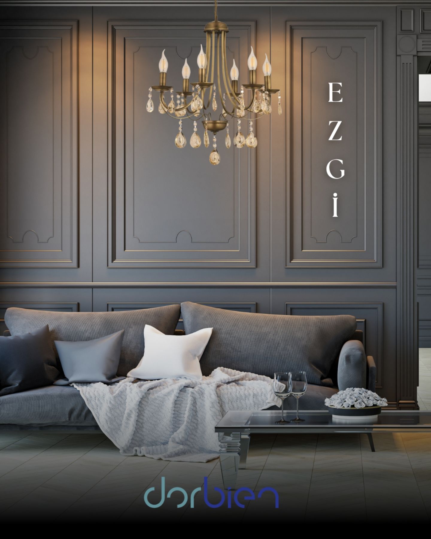 Ezgi Modern Avize E14 36W 50cm Metal Eskitme Dorbien-FZ-7127-6E
