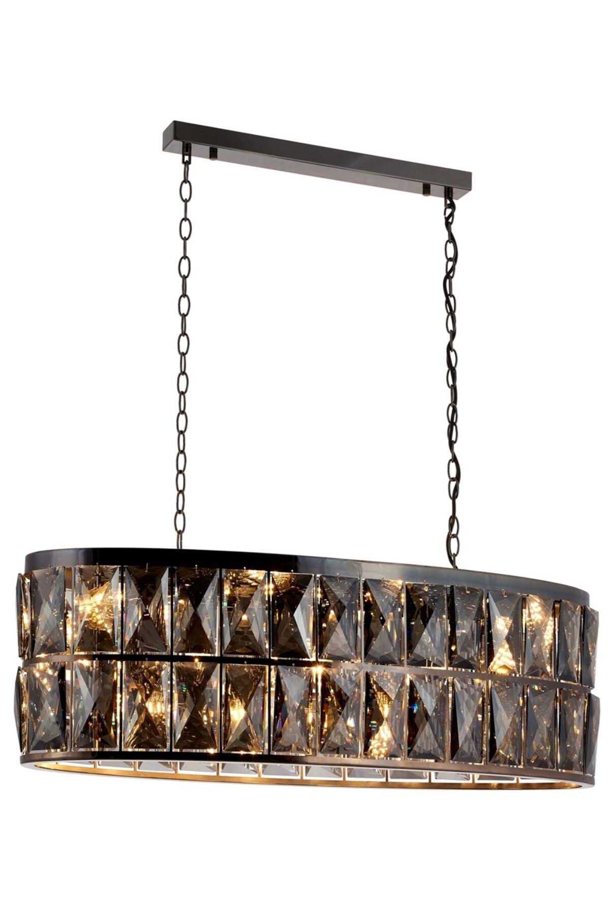 Asel Klasik Avize E14 90W 90x30cm Metal Siyah Avonni-AV-4306-F30X90