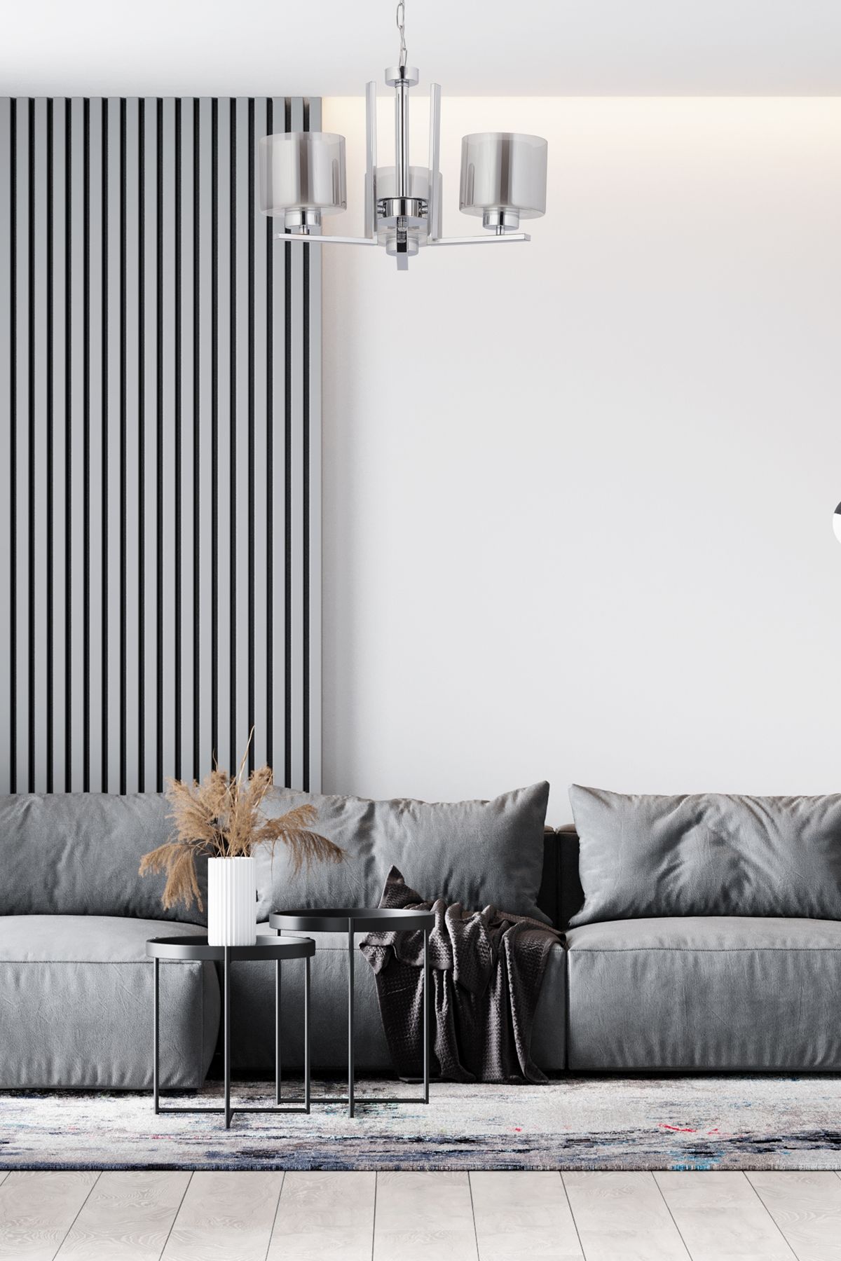 Silindir Modern Avize E27 36W 50cm Metal Krom Dorbien-FZ-7395-3K