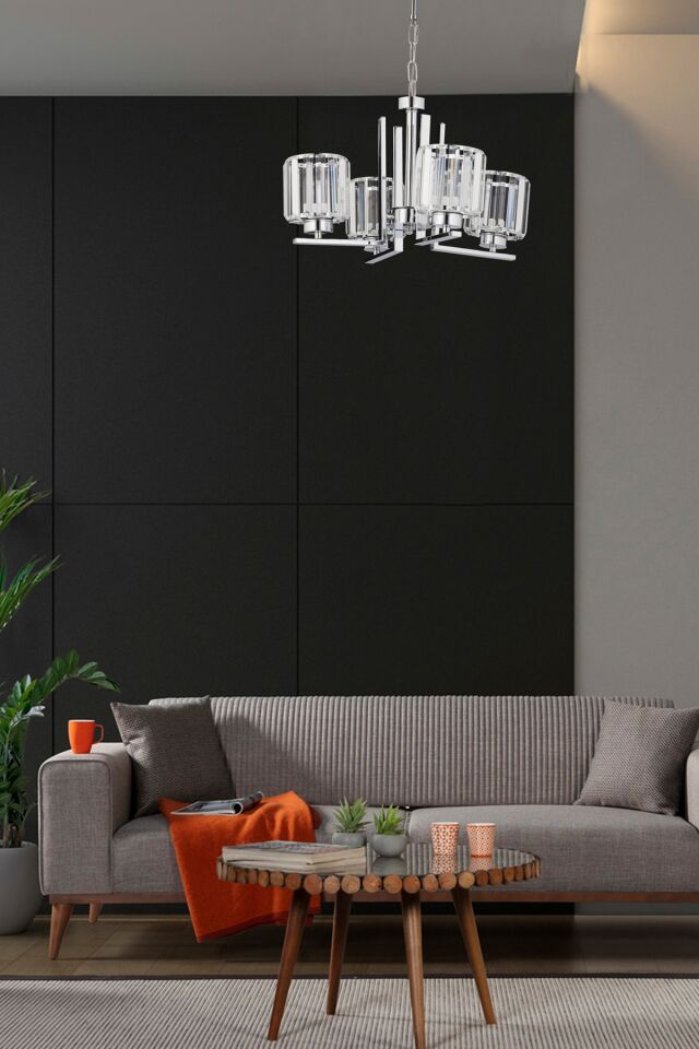 Kristal Modern Avize E27 48W 50cm Metal Krom Dorbien-FZ-7396-4K