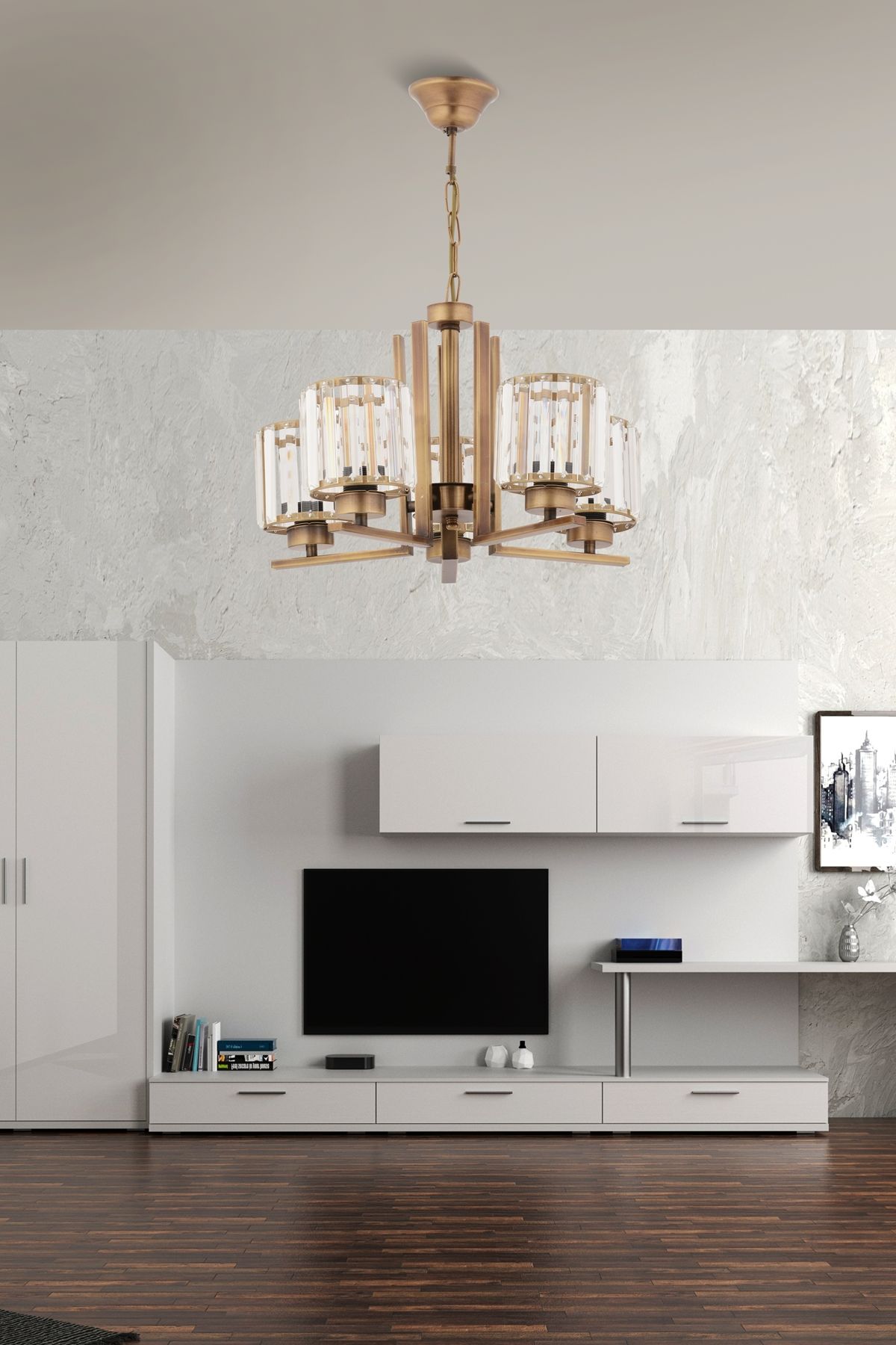 Kristal Modern Avize E27 60W 50cm Metal Eskitme Dorbien-FZ-7396-5E
