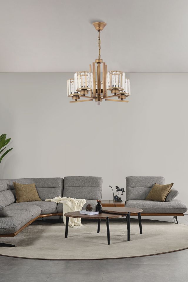 Kristal Modern Avize E27 60W 50cm Metal Eskitme Dorbien-FZ-7396-5E