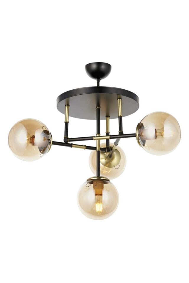 Derin Modern Avize E27 48W 40cm Metal Siyah Avonni-AV-4331-4T-BSY