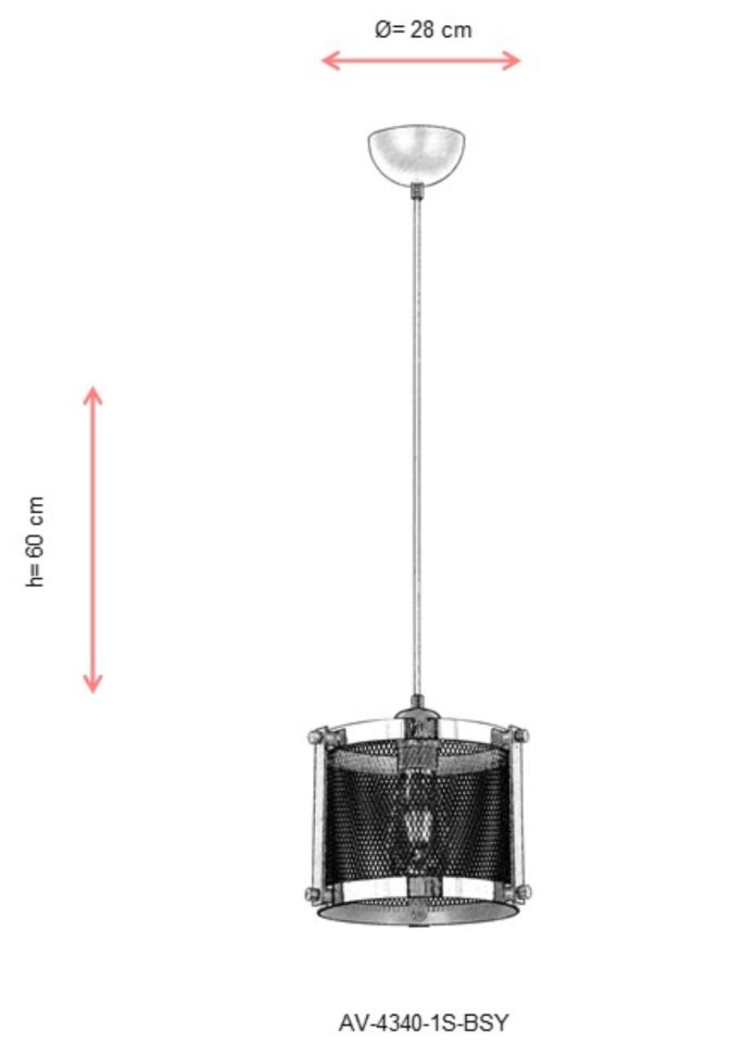 Grill Modern Avize E27 12W 28cm Metal Siyah Avonni-AV-4340-1S-BSY