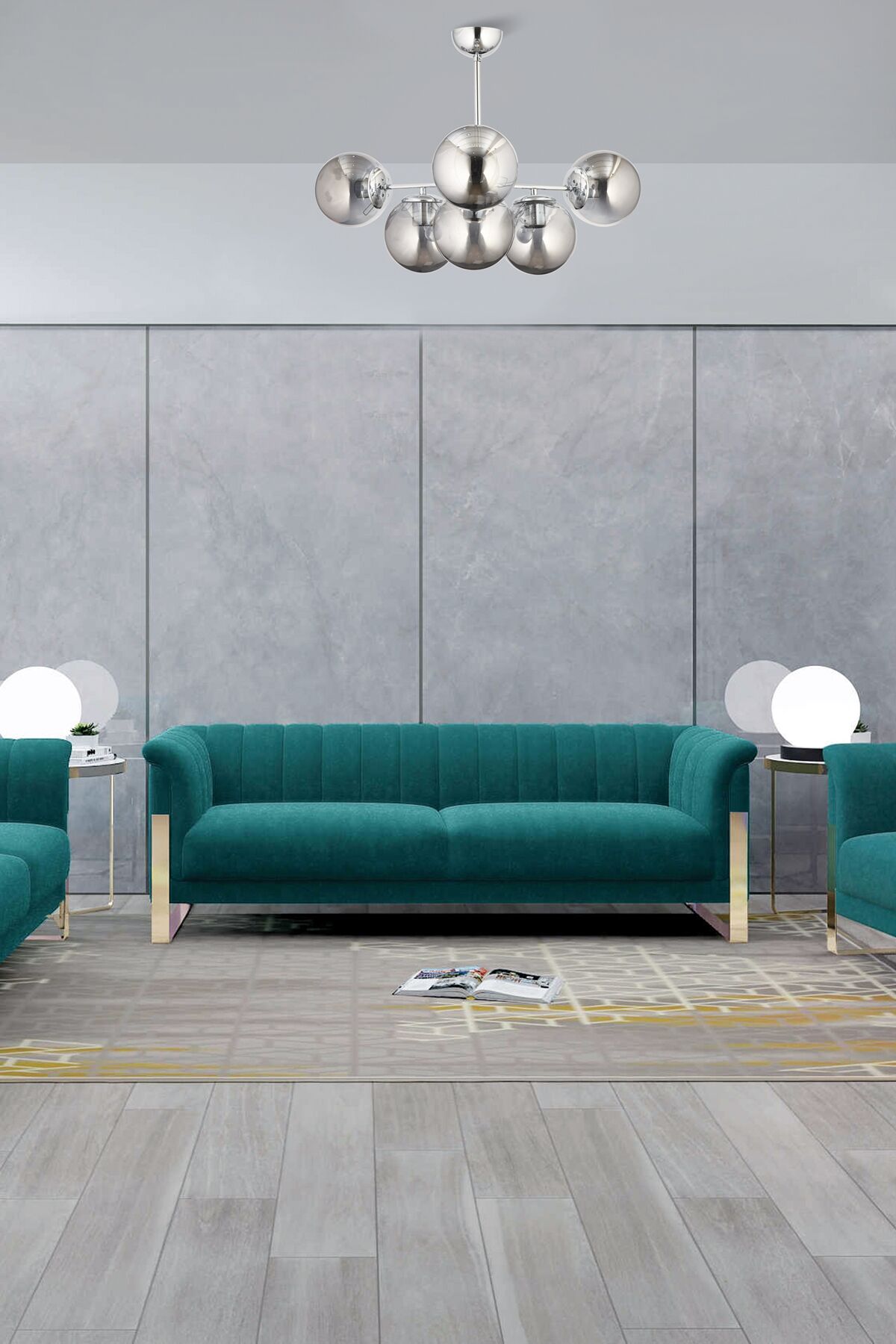 Birleşik Modern Avize E27 72W 70cm Metal Krom Dorbien-FZ-7402-6K