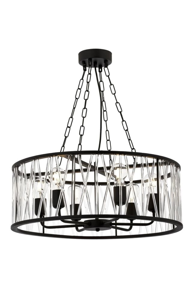 Icıcle Klasik Avize E27 72W 60cm Metal Siyah Avonni-AV-4341-BSY60
