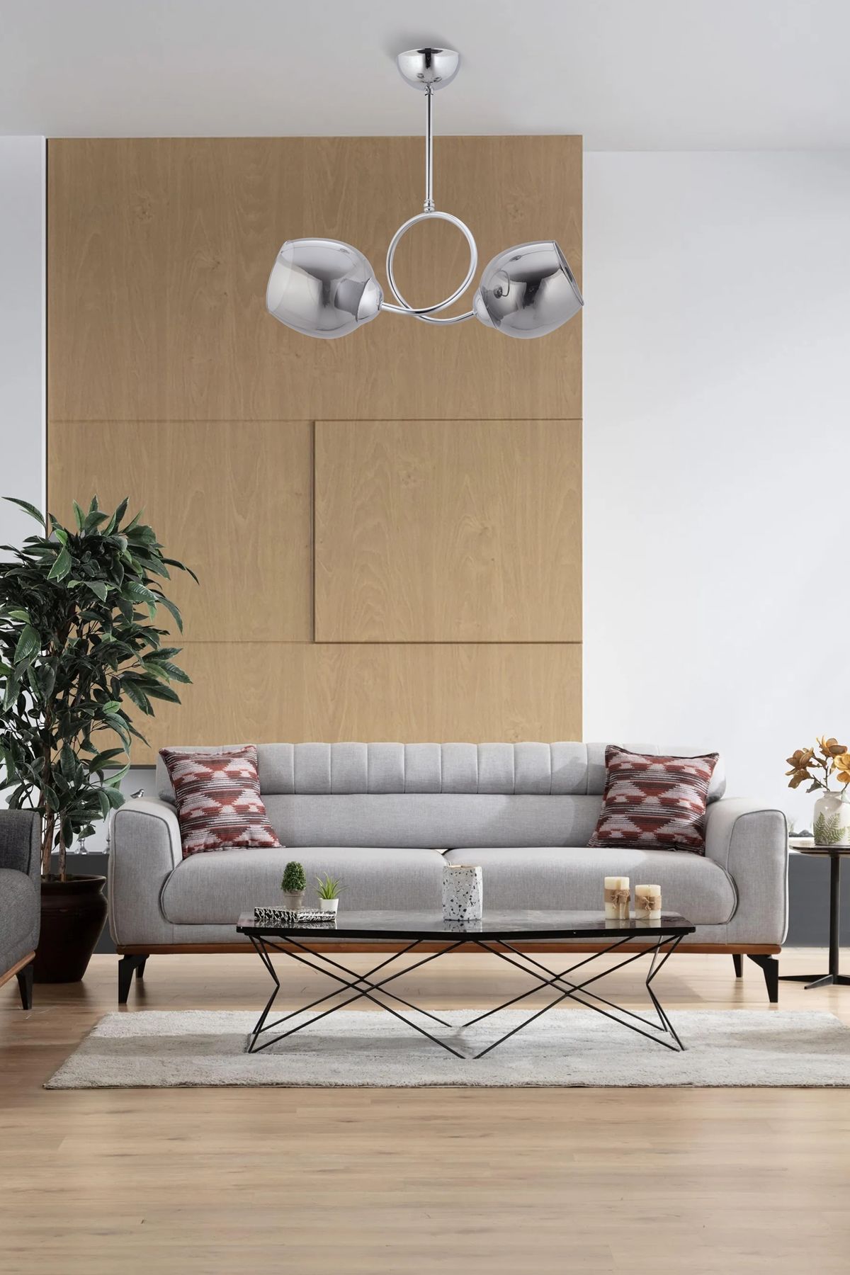 Zıt Modern Avize E27 24W 40cm Metal Krom/Siyah Dorbien-FZ-7451-2K