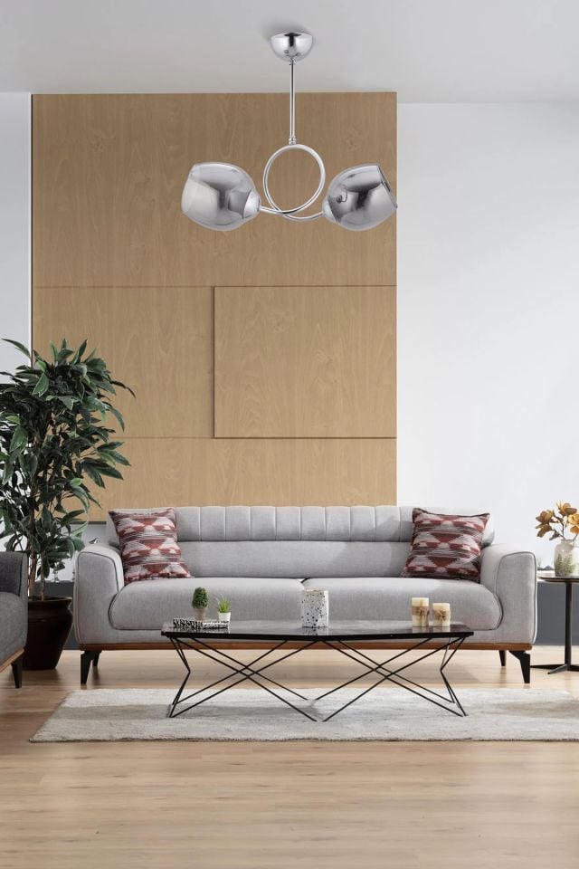 Zıt Modern Avize E27 24W 40cm Metal Krom/Siyah Dorbien-FZ-7451-2K