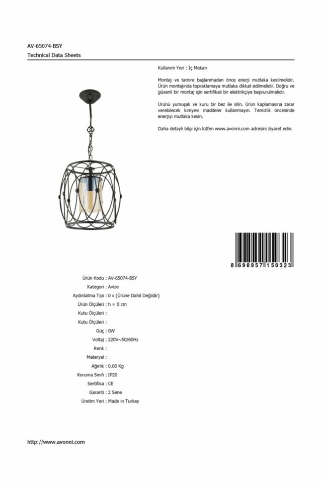 Meta Modern Avize E27 12W 30cm Metal Eskitme/Siyah Dorbien-AV-65074-BSY