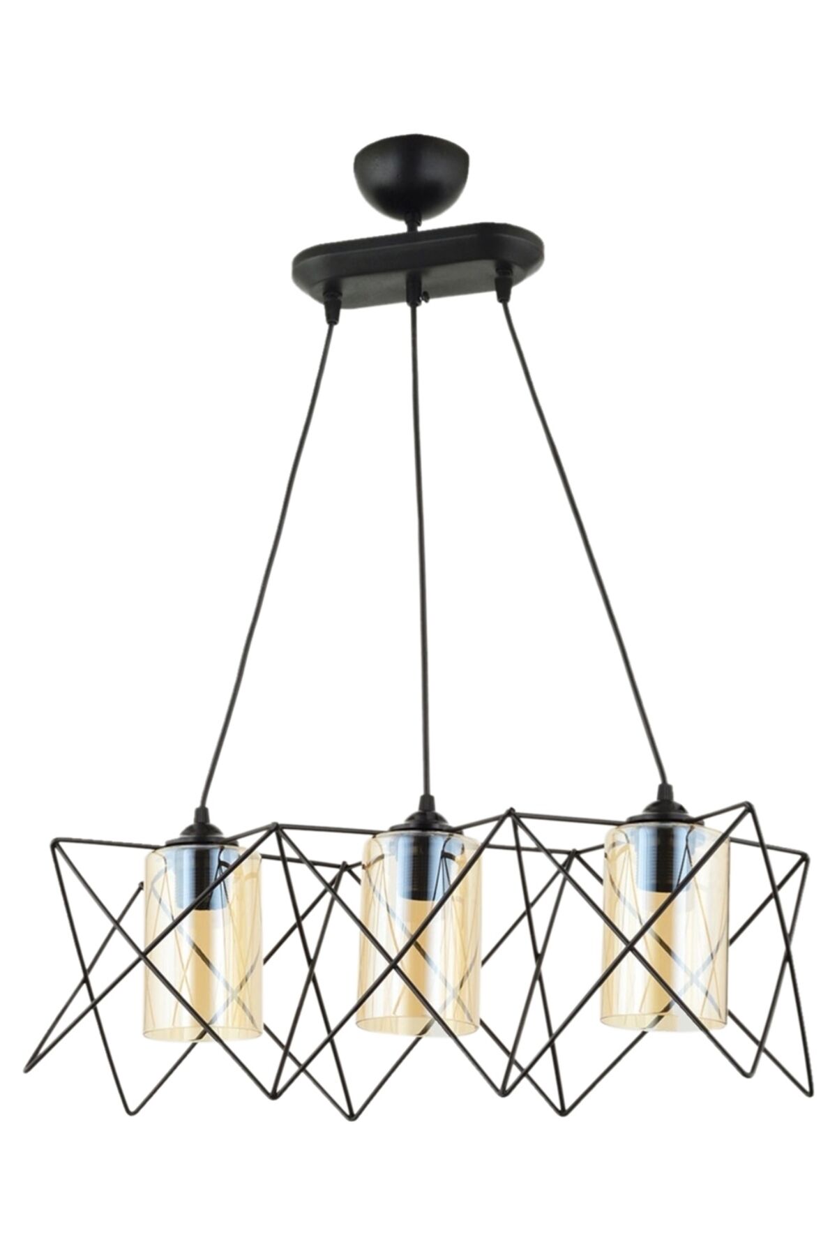 Prizma Modern Avize E27 36W 60x20cm Metal Siyah Dorbien-AV-65076-3Y-BSY