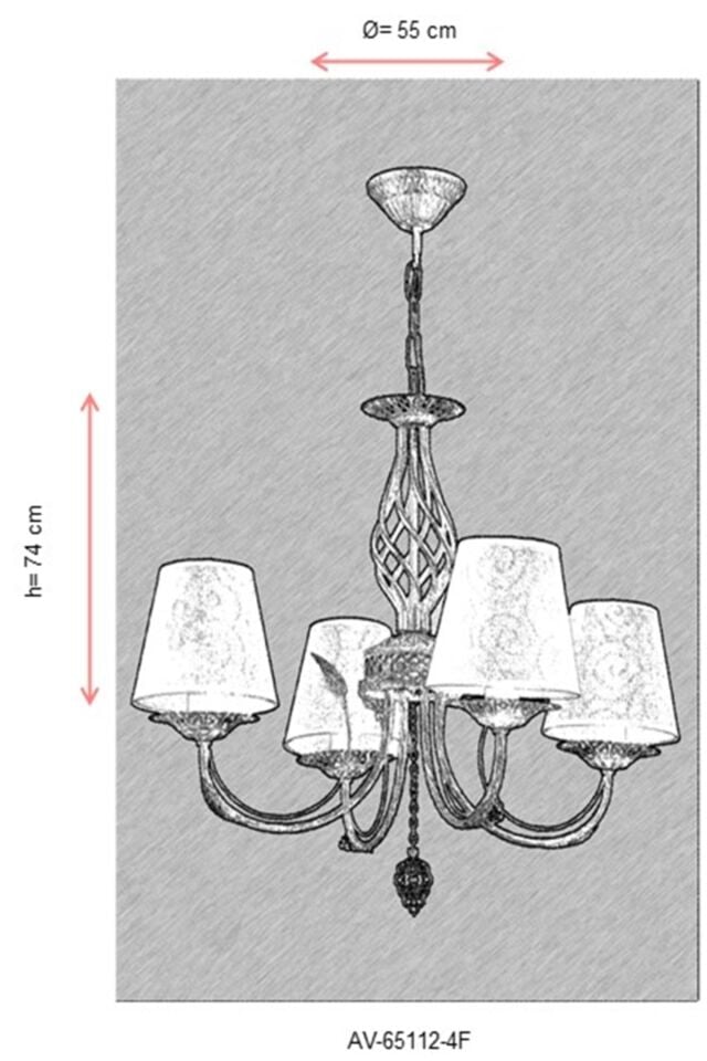 Erciyes Klasik Avize E14 24W 55cm Metal Ferforje Dorbien-AV-65112-4F