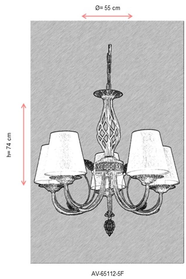 Erciyes Klasik Avize E14 30W 55cm Metal Ferforje Dorbien-AV-65112-5F