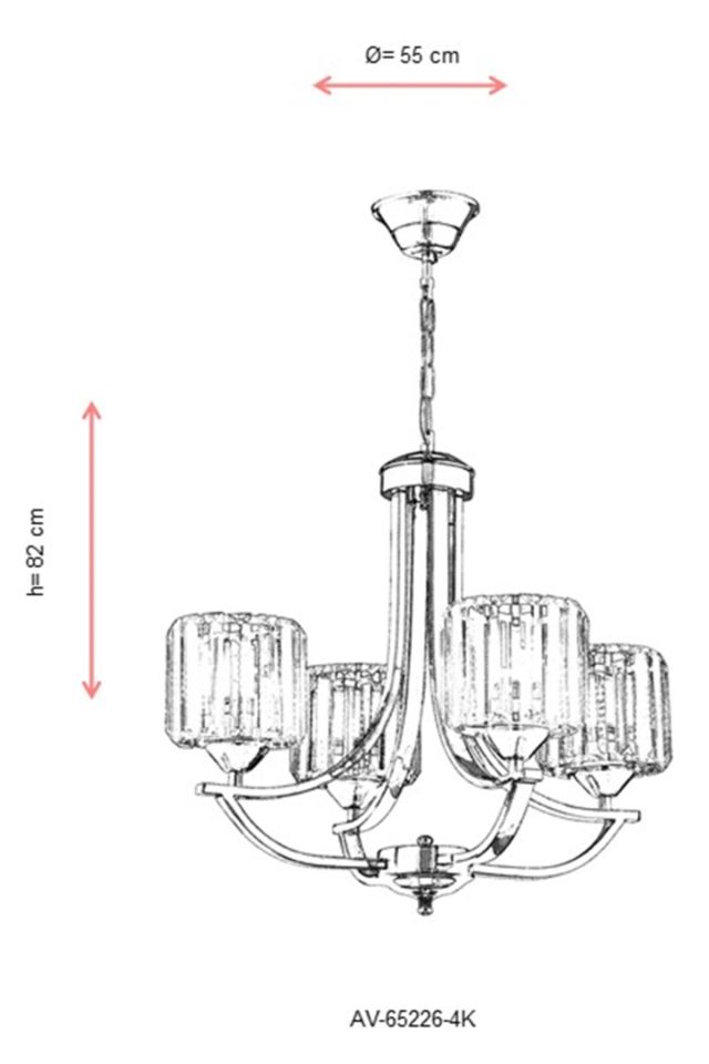 Sag Modern Avize E27 48W 55cm Metal Krom Dorbien-AV-65226-4K