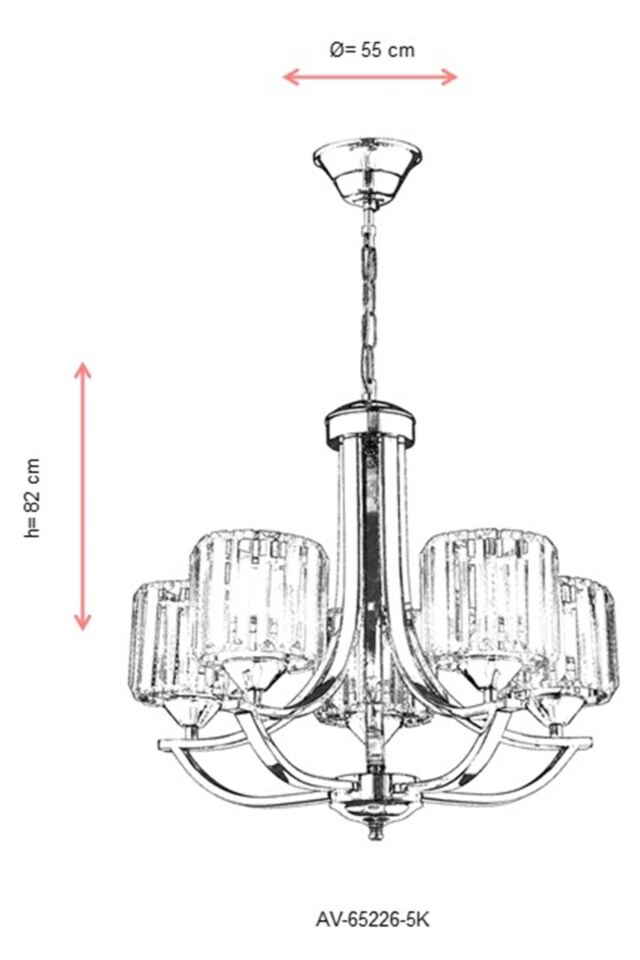 Sag Modern Avize E27 60W 55cm Metal Krom Dorbien-AV-65226-5K