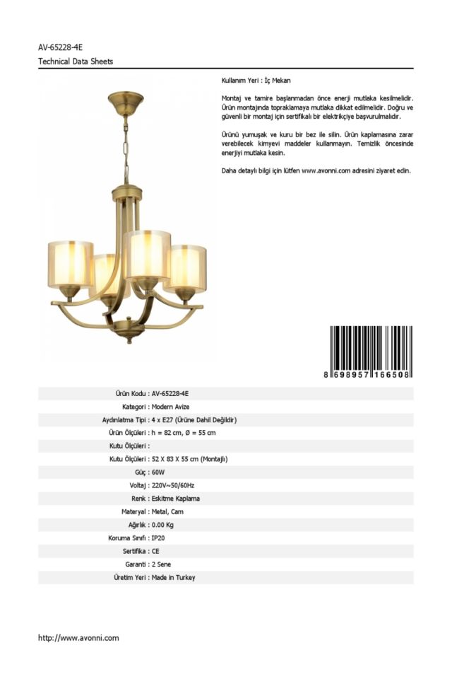 Boat Modern Avize E27 48W 55cm Metal Eskitme Dorbien-AV-65228-4E