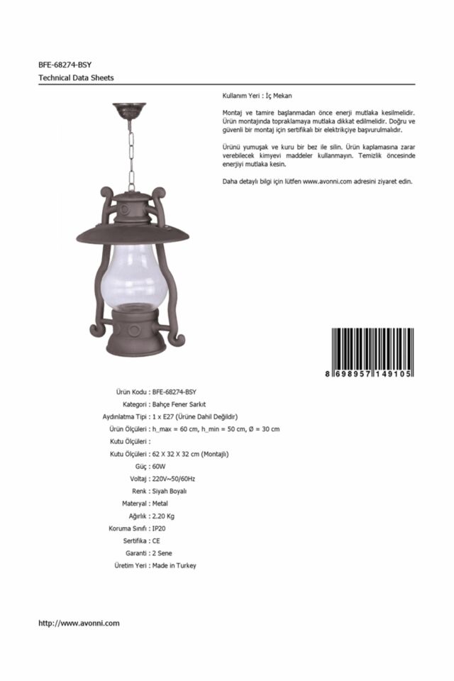 Bahçe Fenerleri E27 12W 30cm Çelik Boru Siyah Dorbien-BFE-68274-BSY