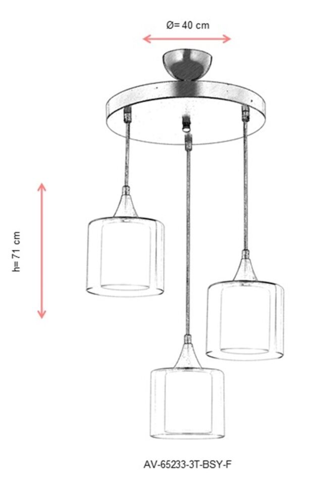 Selvi Modern Avize E27 36W 40cm Metal Siyah Dorbien-AV-65233-3T-BSY-F