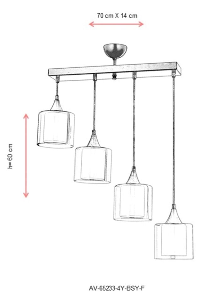 Selvi Modern Avize E27 48W 70x14cm Metal Siyah Dorbien-AV-65233-4Y-BSY-F