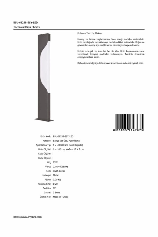 Bahçe Set Üstü Aydınlatma LED 25W 15x5cm Alüminyum Profil Siyah Dorbien-BSU-68238-BSY-LED