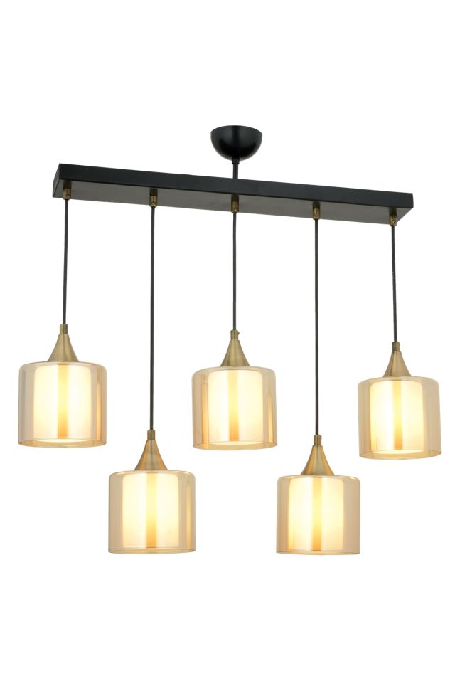 Selvi Modern Avize E27 60W 75x14cm Metal Siyah Dorbien-AV-65233-5Y-BSY-B