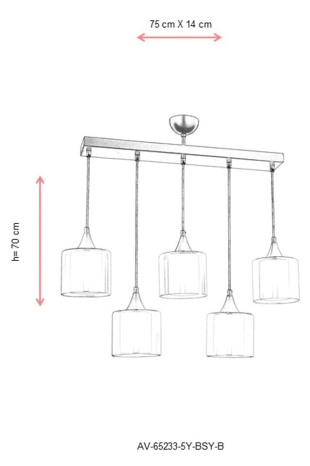 Selvi Modern Avize E27 60W 75x14cm Metal Siyah Dorbien-AV-65233-5Y-BSY-B
