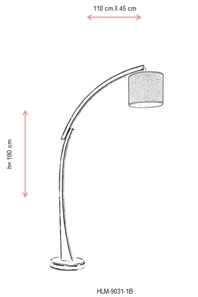 Wise Lambader E27 12W 110x45cm Metal Beyaz Avonni-HLM-9031-1B
