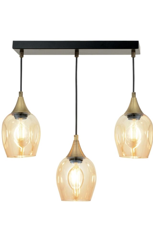 Selvi Modern Avize E27 36W 60x10cm Metal Siyah Dorbien-AV-65234-3Y-BSY