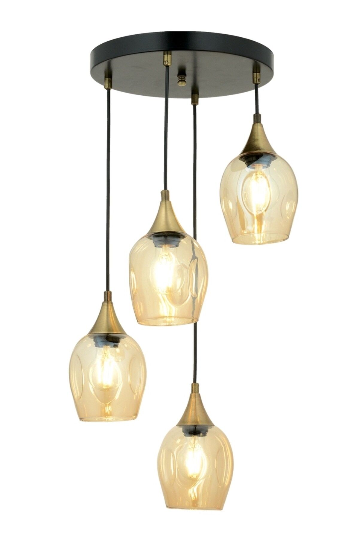 Selvi Modern Avize E27 48W 40cm Metal Siyah Dorbien-AV-65234-4T-BSY