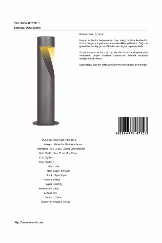 Bahçe Set Üstü Aydınlatma LED 10W 15cm Alüminyum Profil Siyah Dorbien-BSU-68257-BSY-M2-B