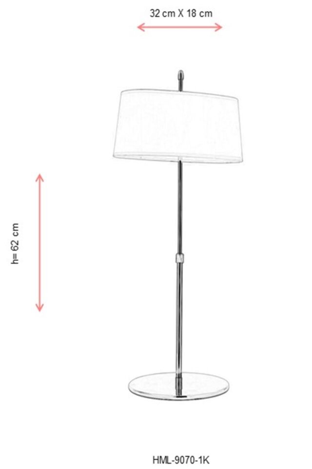 Akira Abajur E14 12W 32x18cm Metal Krom Avonni-HML-9070-1K