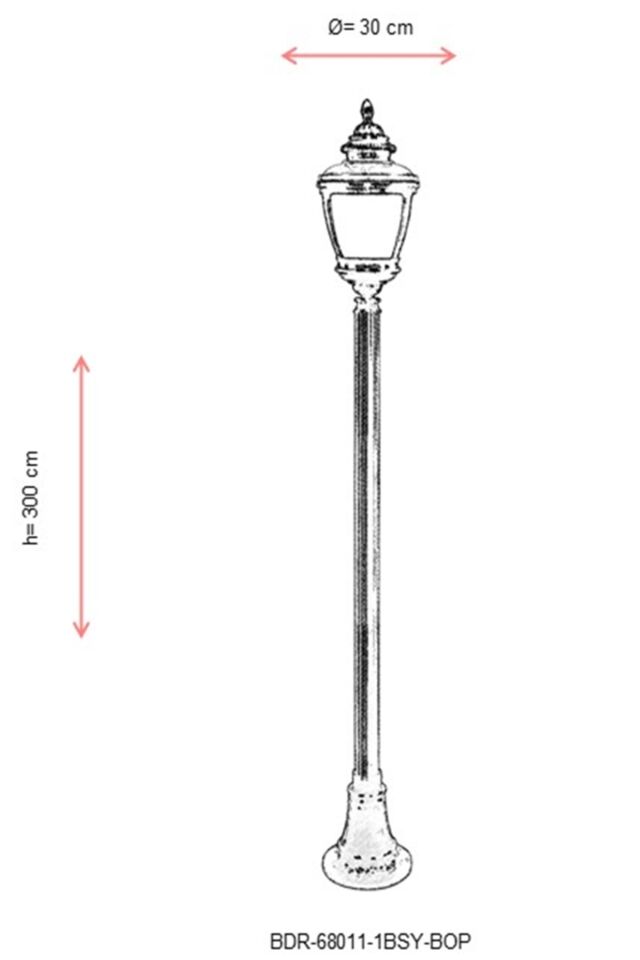 Bahçe Direkleri E27 12W 30cm Alüminyum Kahverengi/Siyah Dorbien-BDR-68011-1BSY-BOP