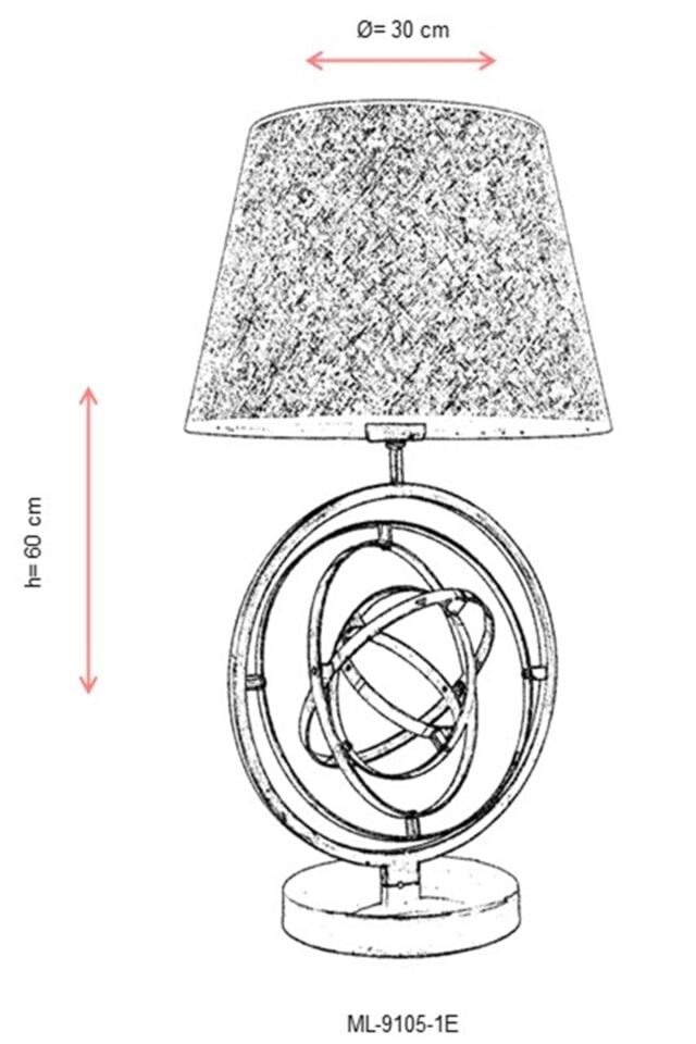 Atak Abajur E27 12W 30cm Metal Eskitme Avonni-ML-9105-1E