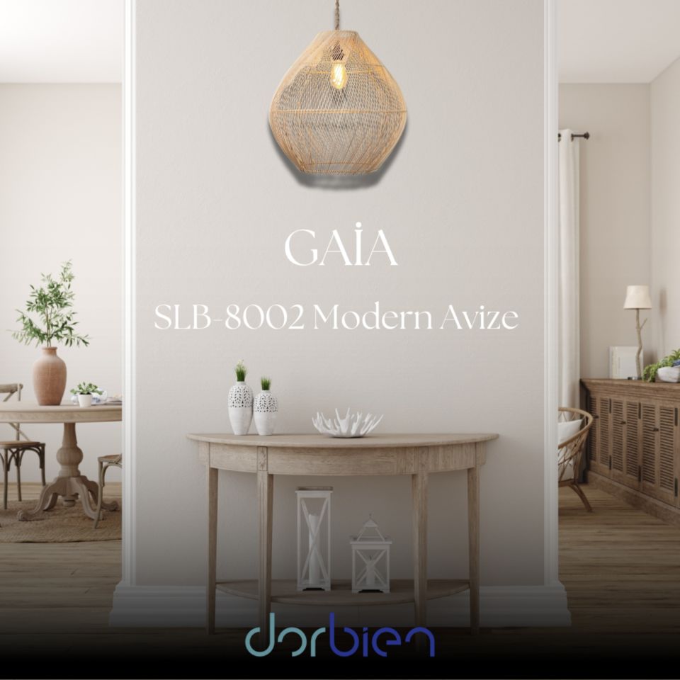 Gaia Modern Avize E27 12W 50cm Rattan Doğal Dorbien-SLB-8002