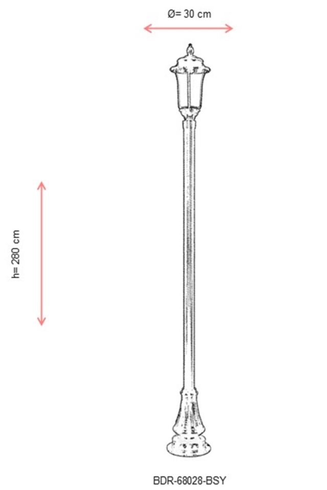 Bahçe Direkleri E27 12W 30cm Alüminyum Siyah Dorbien-BDR-68028-BSY