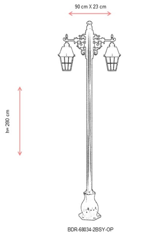 Bahçe Direkleri E27 24W 90x23cm Alüminyum Siyah Dorbien-BDR-68034-2BSY-OP