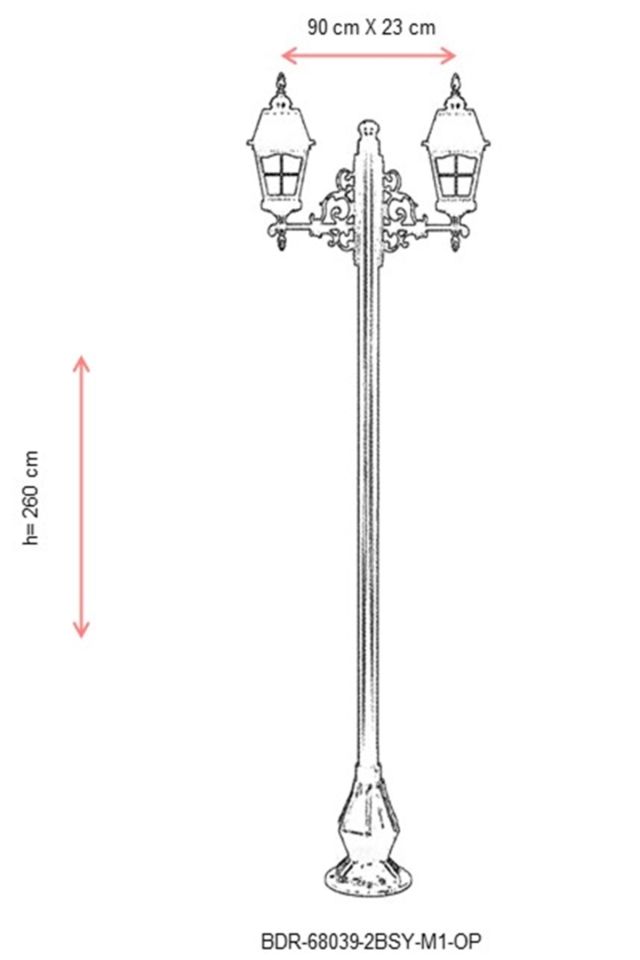 Bahçe Direkleri E27 24W 90x23cm Alüminyum Siyah Dorbien-BDR-68039-2BSY-M1-OP