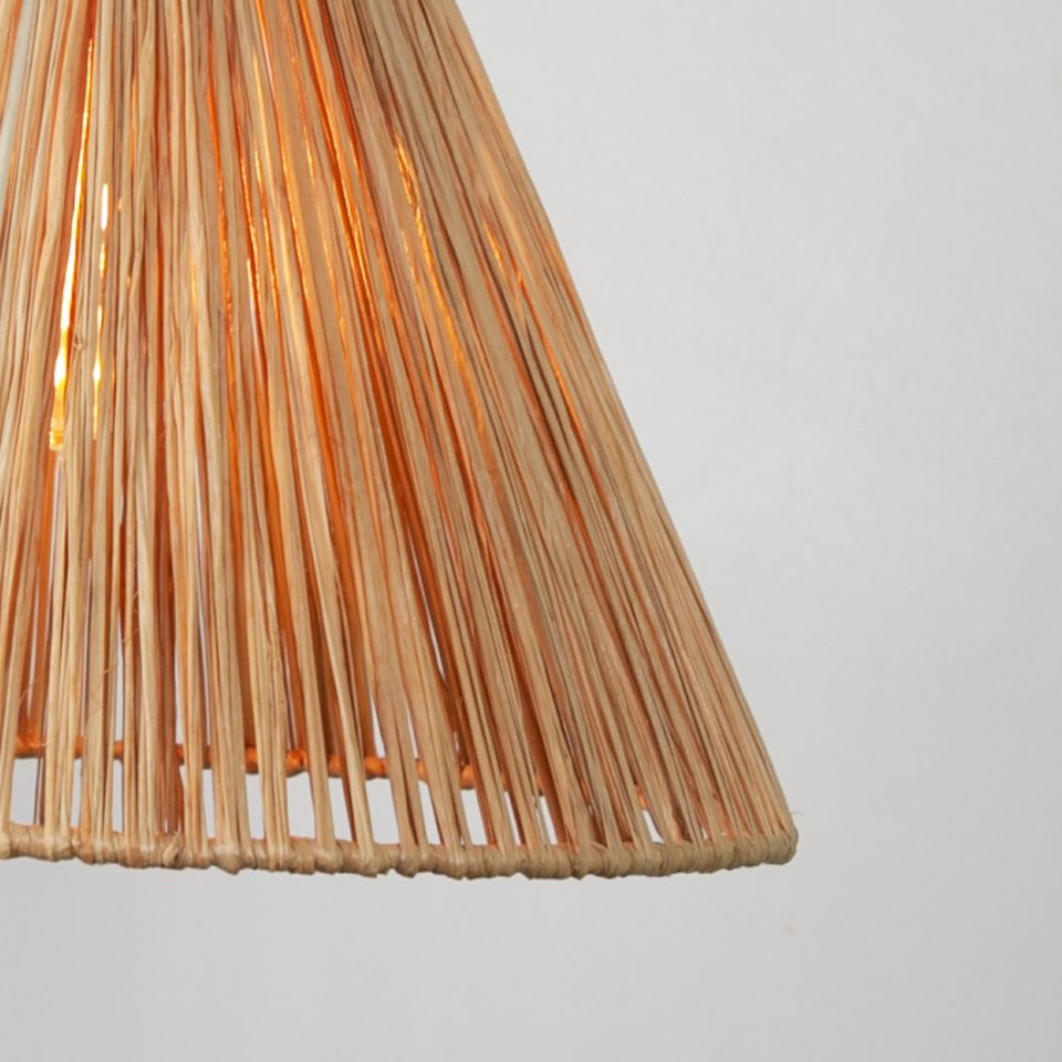 Konik Modern Avize E27 12W 40cm Rafya Doğal Dorbien-SLR-8006